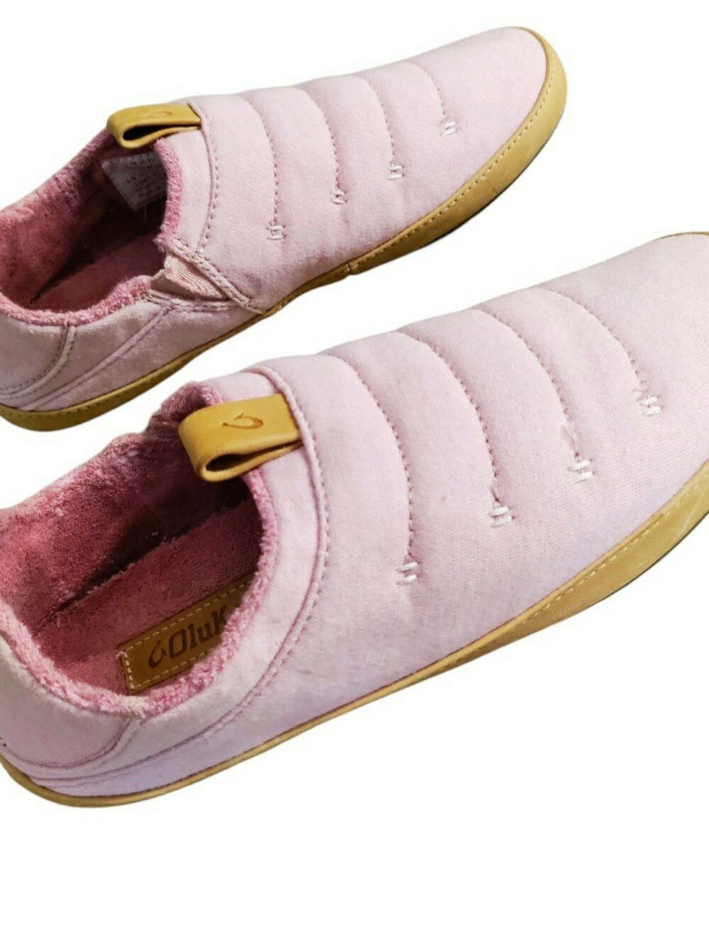 Olukai Lania Quilted Slip On Shoes Slippers Fleece Indoor/Outdoor Pink